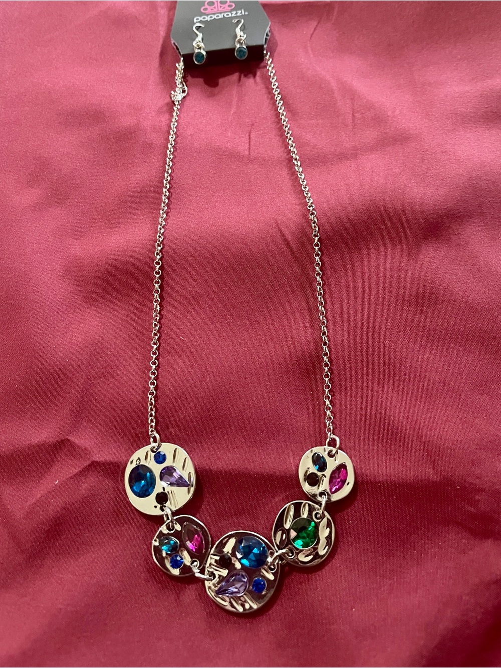 paparazzi Silver Tone Multicolor Gemstone Necklace